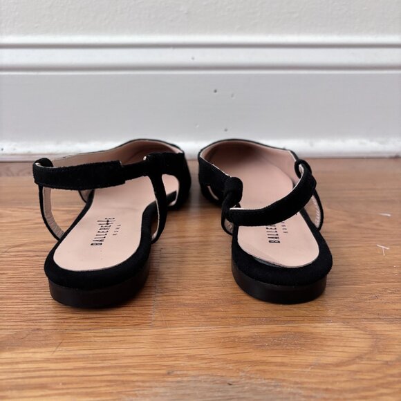 Ballerete Black Suede Square Toe Slingback Ballet Flats - Picture 7 of 12